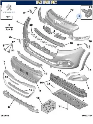 Ön tampon üst demir 208 y.m peugeot  resmi