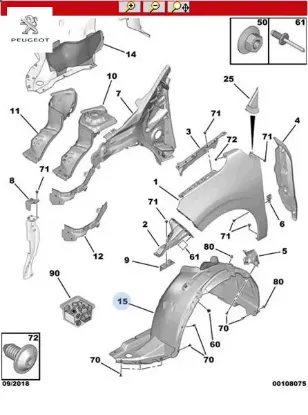 Ön çamurluk davlumbazı sol   c3 b618 peugeot  resmi