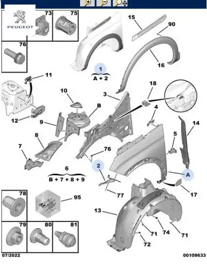 Sol ön çamurluk 3008 peugeot  resmi