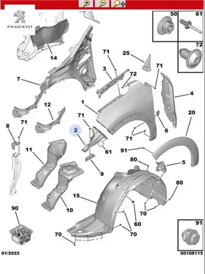 Ön çamurluk bağlantı sacı sol c3 peugeot  resmi