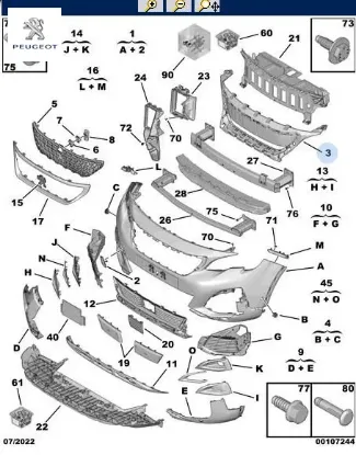 Ön tampon iç ızgara   3008 actıve peugeot  resmi
