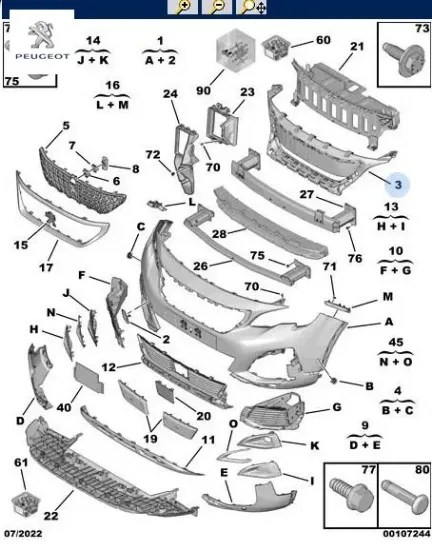 Ön tampon iç ızgara   3008 actıve peugeot  resmi