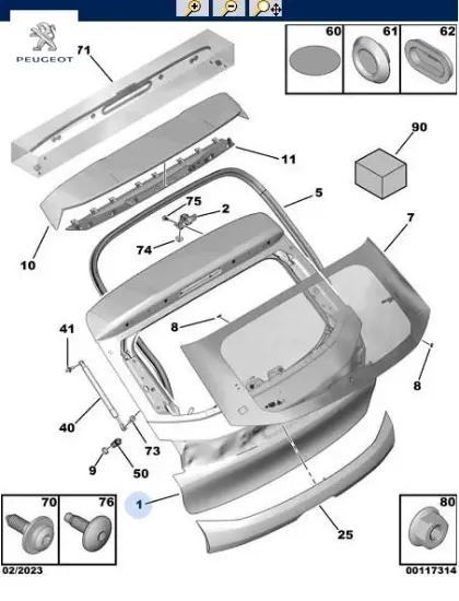 Arka bagaj kapağı 208 p21e allure gt line peugeot  resmi