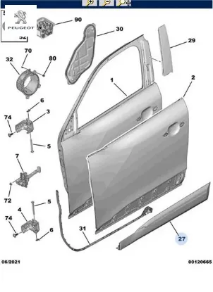 Sağ ön kapı bandı 2008 (p24e) peugeot  resmi
