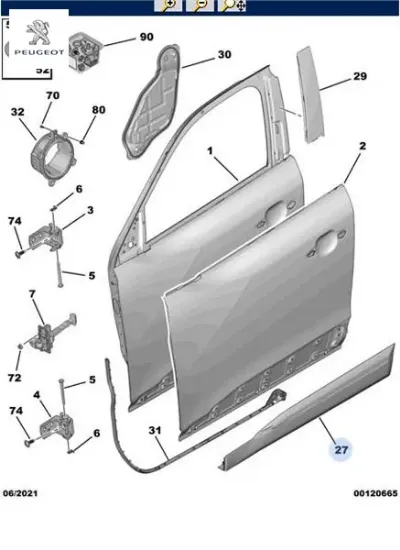 Sağ ön kapı bandı 2008 (p24e) peugeot  resmi
