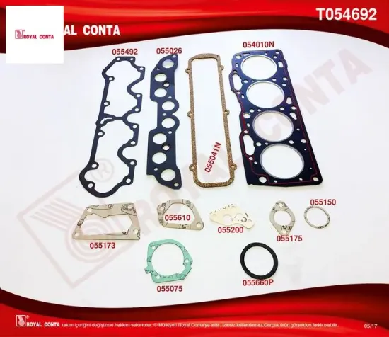 T054692n üst takım conta tıpo-uno 1.4 146 c1.000-c5.000 160 a.1000 keçe ve subap lastiği yok royal conta 5888262 resmi