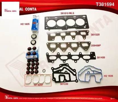 Üst takım conta reınz keçe subap lastik mgn ıı-clıo ııı-scenıc ıı-ııı 1.6 16v k4m 110-112-113 hp royal conta 7701474372 resmi