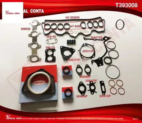 Motor takım conta keçeli s lastikli doblo-punto 1.9 dzl 223a6.000 motor skc siz royal conta 71715698 resmi