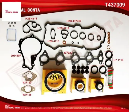 Motor takım conta skt keçeli/sub.lastikli/skc siz fıesta 02 08 fusıon 02 08 1.4 tdcı 206- 307 c3-c2- royal conta 2s6q6008/ 0197.Av resmi