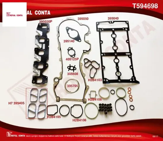 Üst takım contası reinz sub.lastikli-skc siz doblo-punto-500 1.3mtj 10 astra j-corsa d-aveo z1.3 royal conta 71753908/ 71753766/ 6606041/ 93195356 resmi