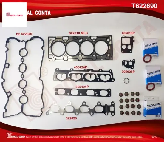 Üst takım contası keçeli astra g-h-vectra c 1.6 16v z16xep royal conta 1606221/ 93176980 resmi