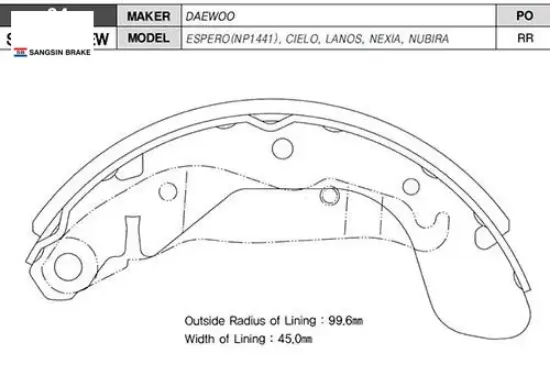 Arka kampana pabuç balata corsa c / vectra a / astra f / nubıra 1.6l 2.0l j100 97-05 / l anos 1.5l 9 sangsın 1605056/ 1605042/ 1605953/ 1605929 resmi