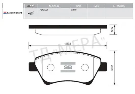 Ön fren balatası megane ıı 02 kangoo 01 sc nıc ıı 03 grand sc nıc ıı 03 1.5dci 1.6 1.9dci 2.0 sangsın 7701208122/ 410601241r/ 410608713r resmi