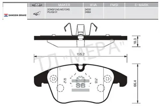 Ön fren balata c5 08- / 407. 508 09- / jaguar s-type 99-07 / xf 08- sangsın 4254a7/ c2c27290/ c2c39929 resmi