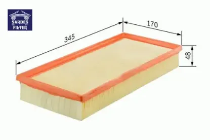 Hava filtresi carısma 1600-s40 99-03 v40 99-04 169x343x46 sardes mr127077/ 30873414/ 308127109 resmi