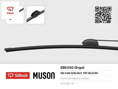 Silecek süpürgesi muz tipi 450mm üniversal kancalı ergonomik sılbak  resmi