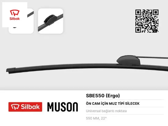 Silecek süpürgesi muz tipi 550mm üniversal kancalı ergonomik sılbak  resmi