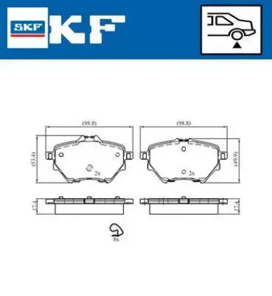 Arka fren balatası astra l 21 combo e 18 grandland 17 mokka e 20 c4 18 c4 e 22 berlıngo 18 partner 1 skf 95525378/ 1678167980/ 1609000680 resmi