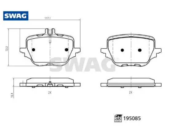 Fren balatası arka mercedes w206 s206 c254 w223 v223 swag a0004209305 resmi