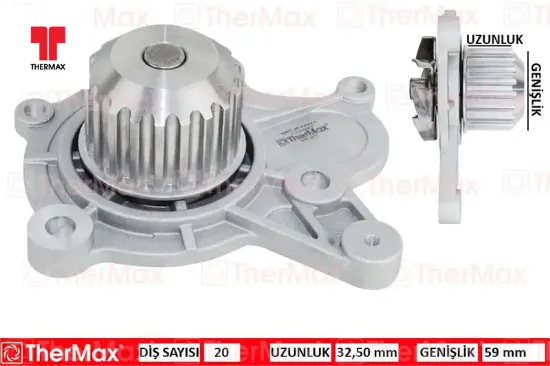 Devirdaim su pompası accent getz 1.5l d3ea crdi 02-05 / santafe 2.2l crdi 06-09 / sonata 2.0l d4ea c thermax 2510027000/ 2510027010 resmi