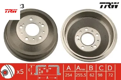 Arka fren kampanası ducato-boxer-jumper 82-06 10q-14q-18q 254x98 trw 1313675080/ 4247.22/ 4449694 resmi