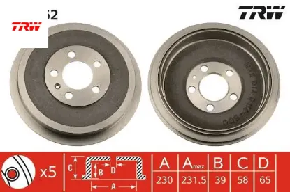 Fren kampanası arka roomster 1.2 tdı-1.4-1.4 tdı-1.6-1.9 tdı 06 octavia 1.4-1.6-1.9 tdı 96-10 trw 1j0609617b resmi