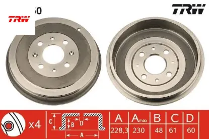 Arka kampana corsa d 07 corsa e 14 adam 13 punto-grande punto 05 274x228x61x48x4dl 14 inç 51901444-5 trw 55704058/ 568000/ 55701380/ 568270 resmi