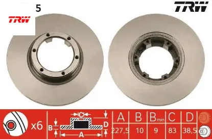 Ön fren aynası r12 -toros r5 75/85 228x10x6dl trw 7700502515/ 7701466540 resmi