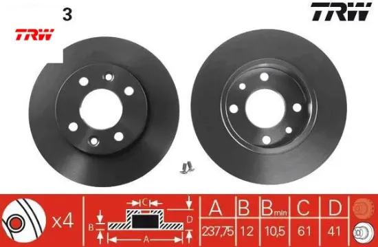 Ön fren aynası r9-r11-r19 clıo ı 91 clıo ıı 98 megane ı 96 twıngo 96 clıo symbol 00 logan 06 sandero trw 7701204282/ 7700704705 resmi