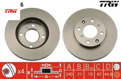 Ön fren diski hava kanallı cıvıc 1.5l 1.6l d15b d16a sı eg eh kasa 92-95 / cıvıc euro 1.4l d14a ma e trw 45251sr3a00/ 45251sr3a10/ 45251sh3a00 resmi