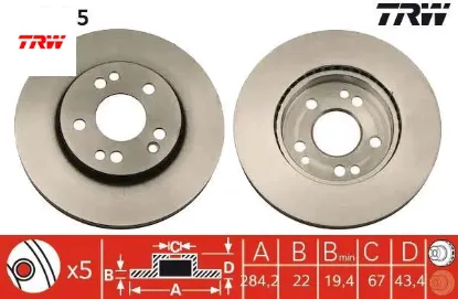 Fren dıskı on mercedes w201 w124 s124 c124 a124 r107 trw a1244211612 resmi