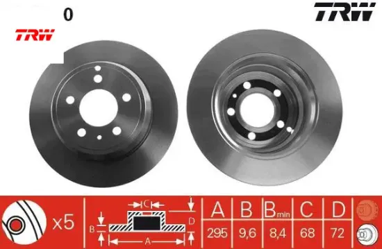 Arka fren aynası 850 91-96 c70 97-05 s70 97-00 v70 97-00 xc70 97-02 295x5dl trw 271794/ 31262099/ 9140144 resmi