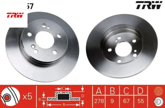 Fren dıskı arka w202 w203 cl203 w210 c208 w124 trw a2034230112 resmi