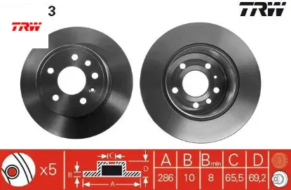 Arka fren aynası vectra b 96-02 900 93-03 286 x 10 x 5dl dolu 5084751-5391578-90495269 trw 569118/ 93182293/ 569210/ 90512910 resmi