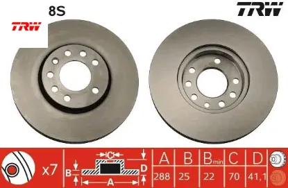 Ön fren aynası vectra b 96 02 9-2/9-3 93 03 288x25x7dlxhavalı 32025723-569357-93182306 trw 569056/ 90512029/ 569009/ 93182284 resmi