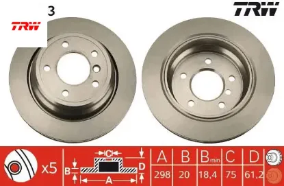 Fren dıskı arka havalı bmw e39 96 03 trw 34216767060 resmi