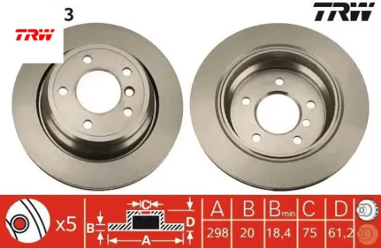Fren dıskı arka havalı bmw e39 96 03 trw 34216767060 resmi