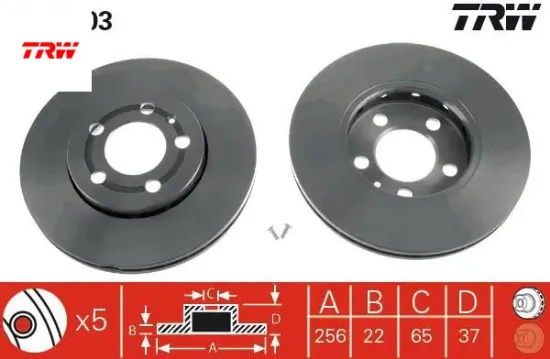 Ön fren aynası golf ıv-polo 01 bora 99-05 leon 99-06 toledo ıı ıbıza ıv-v a3 96 256x22x5dlxhavalı trw 1j0615301d/ 1j0615301l/ 6r0615301 resmi