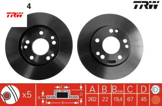 Fren dıskı on 190 w201 86 93 trw a2014211512 resmi