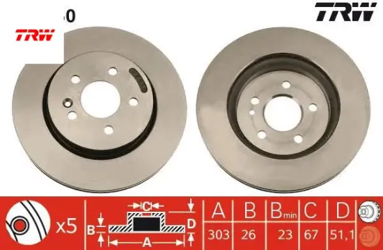 Fren dıskı on ml-class w163 98 05 trw a1634210212 resmi