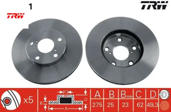 Ön fren aynası rav4 ıı 1.8vvt-2.0 16v 00 2.0vvtı-2.4vvtı-2.0d-4d 01 275x25x5dlxhavalı trw 4351242030/ 4351242031 resmi