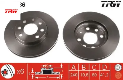 Ön fren aynası corsa c 1.0-1.2 16v 01 11 abs li 240x20x4dlxhavalı trw 95526649/ 569021/ 9195985/ 9127966 resmi