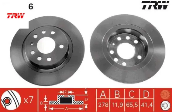 Arka fren aynası vectra c 02 sıgnum 03 saab 9.3 02 croma 05 278x12x5dl dolu trw 569115/ 9156785/ 51799235/ 95526639 resmi