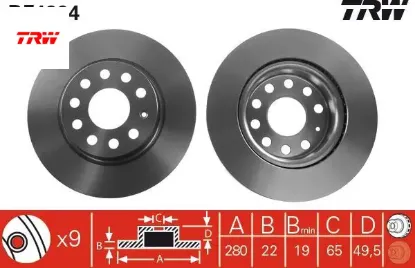 Ön fren aynası golf v-vı-jetta ııı-ıv-caddy ııı-a3 03 leon 05 toledo-octavıa 04 280x22x9dlxhavalı trw 1k0615301s/ 1k0615301ac/ 1k0615301ak resmi