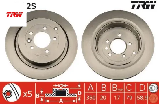 Fren dıskı arka range sport ı l320 09 13 dıscovery 4 l319 09 18 trw sdb000646/ sdb500160/ sdb000644 resmi