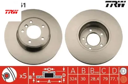 Fren dıskı on bmw e60 e61 e63 e64 trw 34116864906 resmi