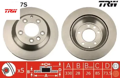 Arka fren aynası adet havalı touareg 2.5 r5 tdı/3.2 v6 03- 4.2 v8/5.0 v10 tdı 02- 3.0 v6 tdı 04- trw 7l6615601d/ 7l6615601j/ 7l8615601c resmi