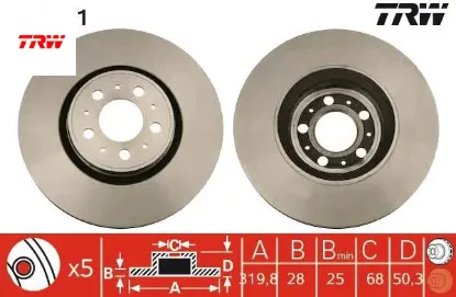 On fren dısk aynası havalı s60 00 10 s80 00 10 v70 01 10 xc70 02 10 s80 ı 00 06 trw 9475266 resmi