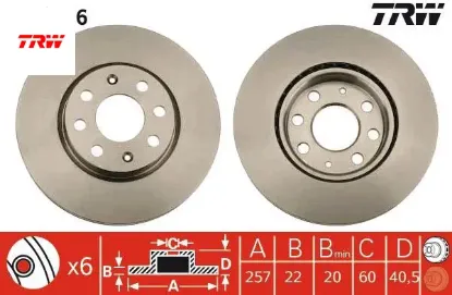 Ön fren aynası corsa d 07 corsa e 14 adam 13 punto evo-grande punto 05 257x22x4dl havalı 14inç 55700 trw 13317922/ 93197241/ 569065/ 55700920 resmi