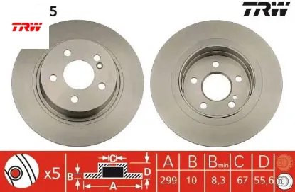 Fren dıskı arka mercedes w204 s204 c204 c207 a207 trw a2044231512 resmi